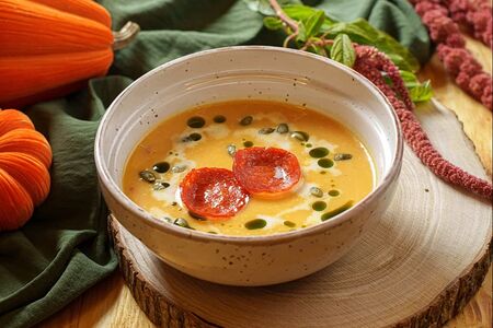 Тыквенный суп с пеперони