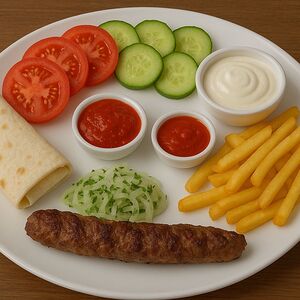 Люля-кебаб на тарелке