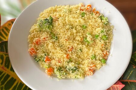 КусКус с брокколи и зелёным горошком