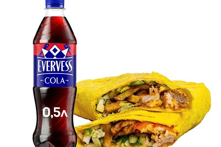 Комбо: Шаурма Мясная маленькая + напиток Evervess Cola (500 мл)