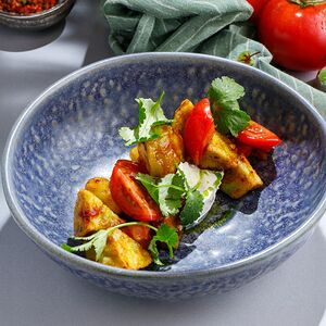 Баклажаны в устричном соусе с кремом из феты