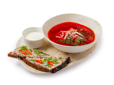 Борщ с говяжьими щечками