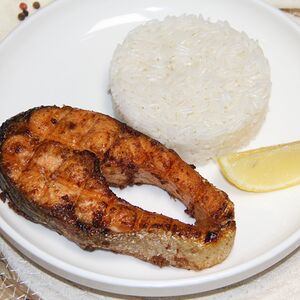 Խորոված իշխանի սթեյք բրնձով 