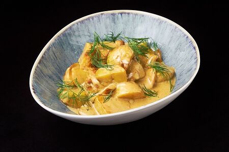 Жаренный картофель с белыми грибами