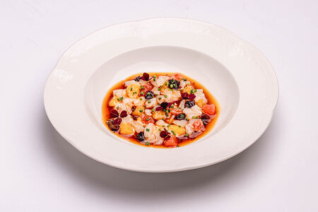 Дальневосточный гребешок с цитрусами и соусом юдзу