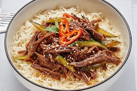 Говядина Донбури с рисом