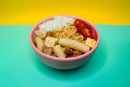 Рапокки с беконом в сырном соусе