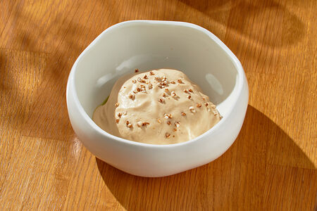 Меланзане с муссом из печенного лука