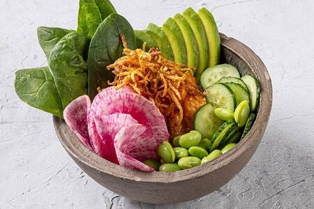 Поке Креветка темпура спайси, картофель пай, авокадо