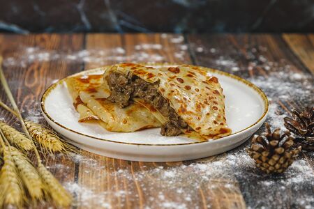 Блин с печенью куриной в сметане