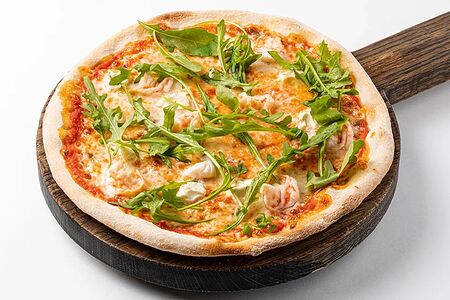 Пицца рукола с креветками