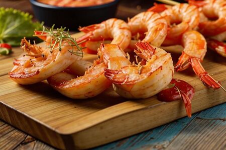 Креветки тигровые на мангале