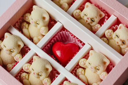 Шоколадный набор Котята с сердечком