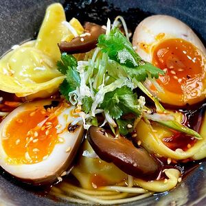 Yellow noodle soup