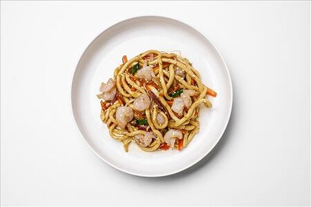 Удон с тигровыми креветками