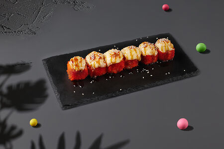 Запеченный с креветками и моцареллой