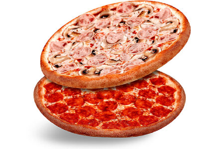 Комбо 2 пиццы (25 см): Пеперони, Ветчина и грибы