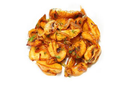 Картофельные дольки с грибами