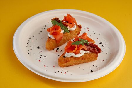 Картофельный Хашбраун с лососем