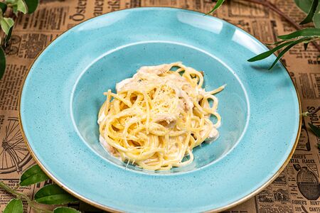 Спагетти с индейкой в сливках		