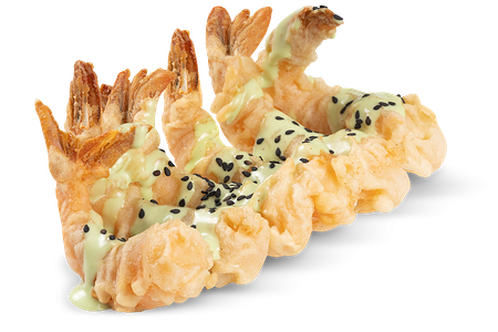 Креветки в темпуре с соусом Васаби 6шт