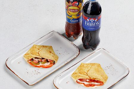 Два врапа и два напитка