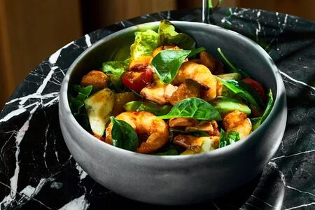 Креветки и лосось с цитрусами