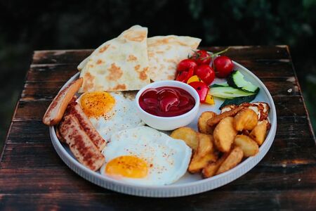 Тарелка с Сосиской и Яйцом