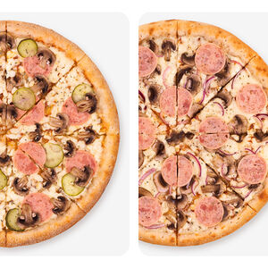 Комбо №2: Пиццы Деревенская и Ветчина и грибы