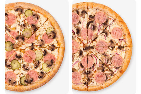 Комбо №2: Пиццы Деревенская и Ветчина и грибы