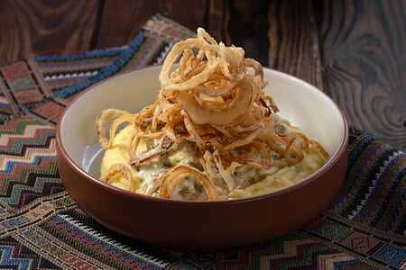 Строганов из рапанов с грибами