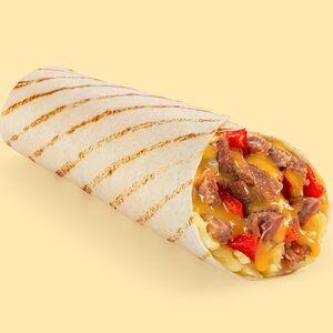 Патата с говядиной в сырном соусе