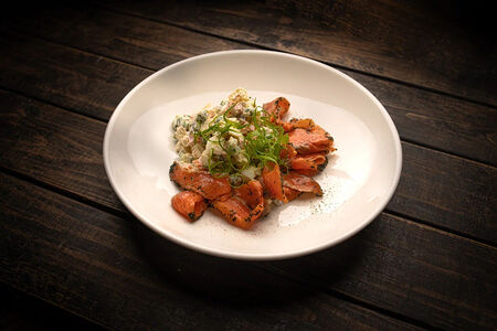 Оливье с форелью