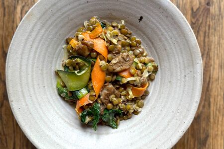 Чечевица с белыми грибами