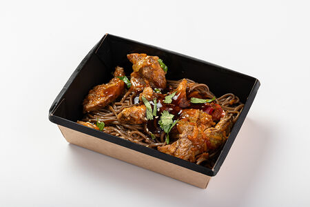 Цыпленок унаги с лапшой Соба