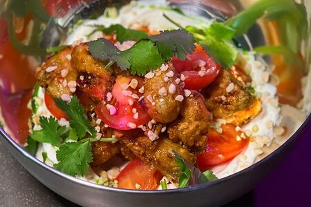 Салат с хрустящими баклажанами