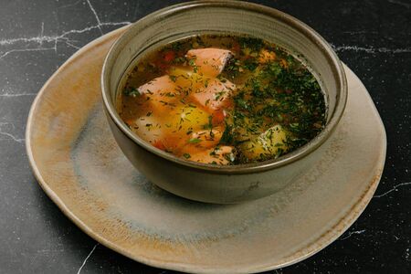 Грузинский рыбный суп с мидиями