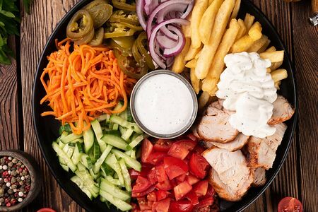 Шаверма на тарелке Цезарь