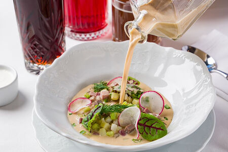 Окрошка мясная на квасе