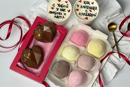 Комбо Сердца из дубайского шоколада, Cake to go и моти