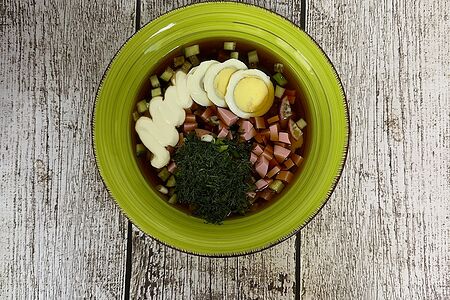 Окрошка со сметаной и горчицей