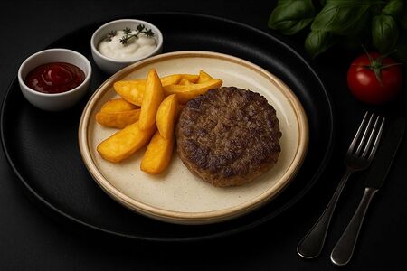 Котлета говяжья с картофельными дольками