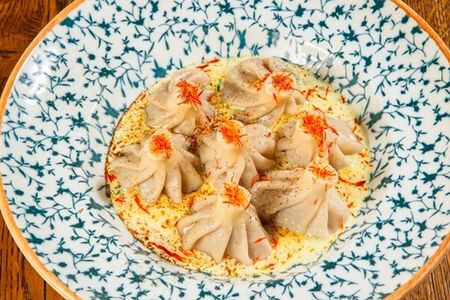 Патара-хинкали в соусе карбонара