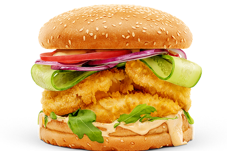 Бургер с белой рыбой