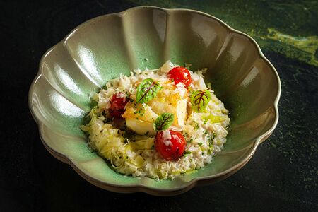 Лимонное ризотто со спинкой трески 