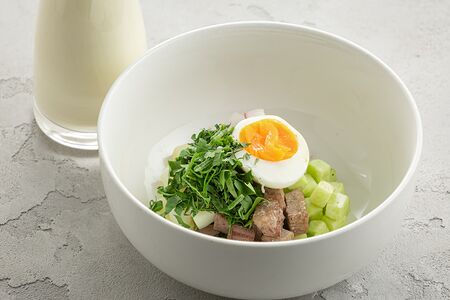 Окрошка на квасе с языком