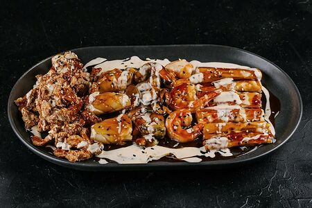 Морепродукты, запечённые в азиатском соусе