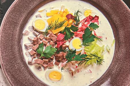 Мясная окрошка на квасе или кефире