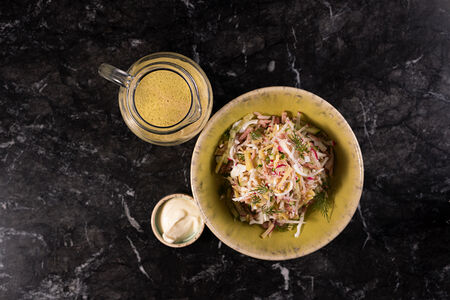 Окрошка на фирменной заправке с языком