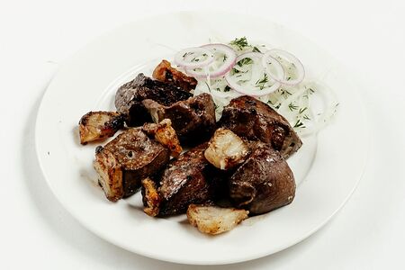 Печень с курдюком на мангале